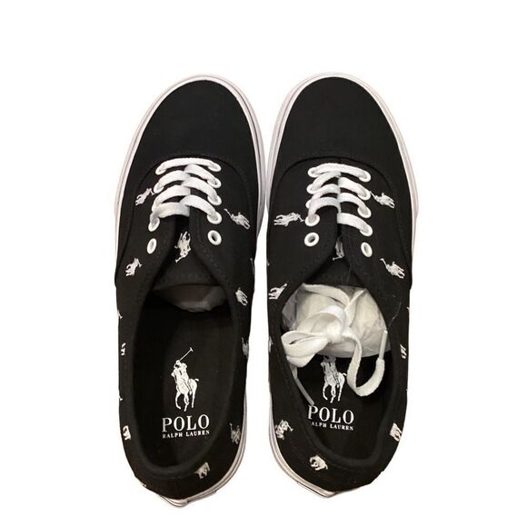 NEW Polo Ralph Lauren Men's All Over Pony Player Keaton Sneakers in Black Sz 8.5 - Picture 10 of 12